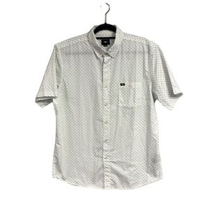 Obey Men's White Collared Single Chest Pocket Buttons Down Shirt Size XL